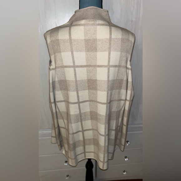 Style & Co Womens Size  XL Plaid Cold Shoulder Pullover Sweater Cream & Tan - Picture 6 of 9